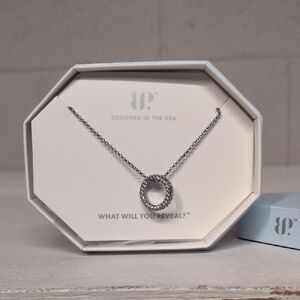 Bomb Party Circle of Love Diamond Cubic Zirconia Hematite Plated Necklace NWT